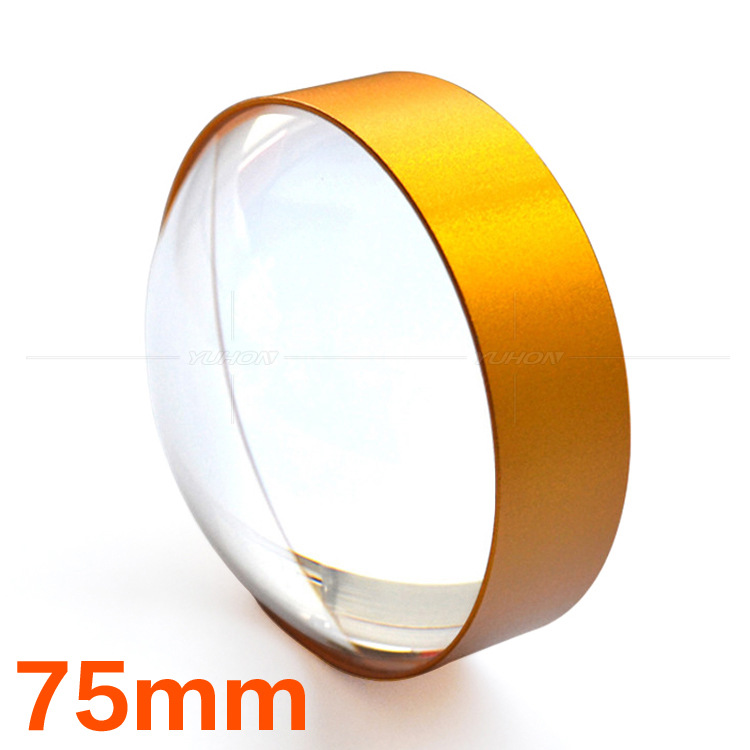 4倍75MM光学玻璃金色圆形文镇镜 办公室摆设装饰工艺品镇纸放大镜