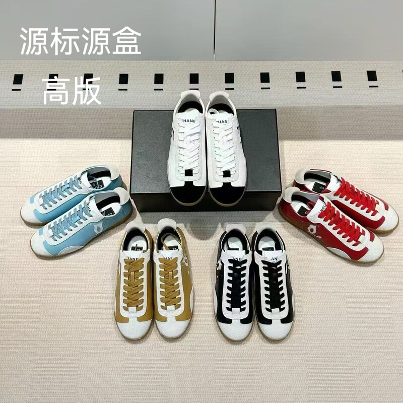 High-Quality 2026 New Style Chanel-Inspired Lace-Up Flat Genuine Leather Casual German Training Shoes with Color-Blocking Baseball Sneakers for Women High-Quality 2026 New Style Chanel-Inspired Lace-Up Flat Genuine Leather Casual German Training Shoes with Color-Blocking Baseball Sneakers for Women