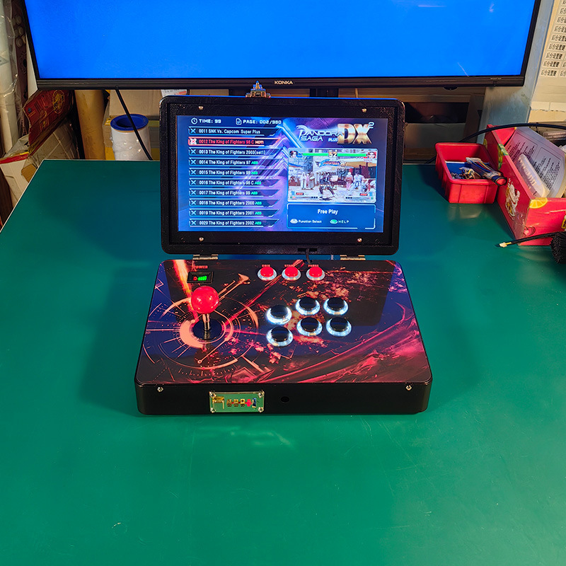 14-Inch Foldableing Screen Portable Home Arcade Double Game Console Classic Nostalgic Fighting Arcade Game Console Joystick