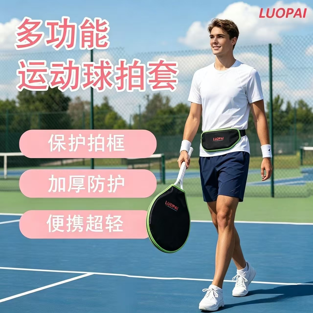 Multifunctional sports racket cover, thickened for protection, protects the racket frame, portable, ultra-lightweight, tennis racket storage bag, unisex