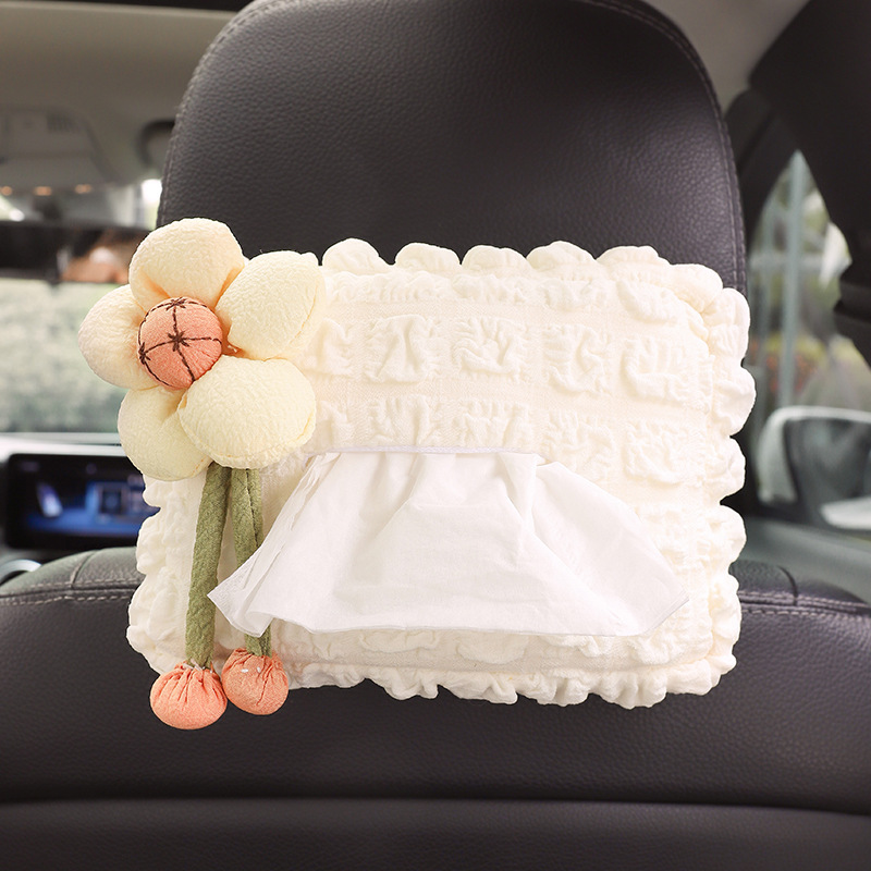 Caja de pañuelos para coche linda y sencilla caja de dibujo para coche colgante barandilla de almacenamiento de alta calidad suministros de decoración de coche