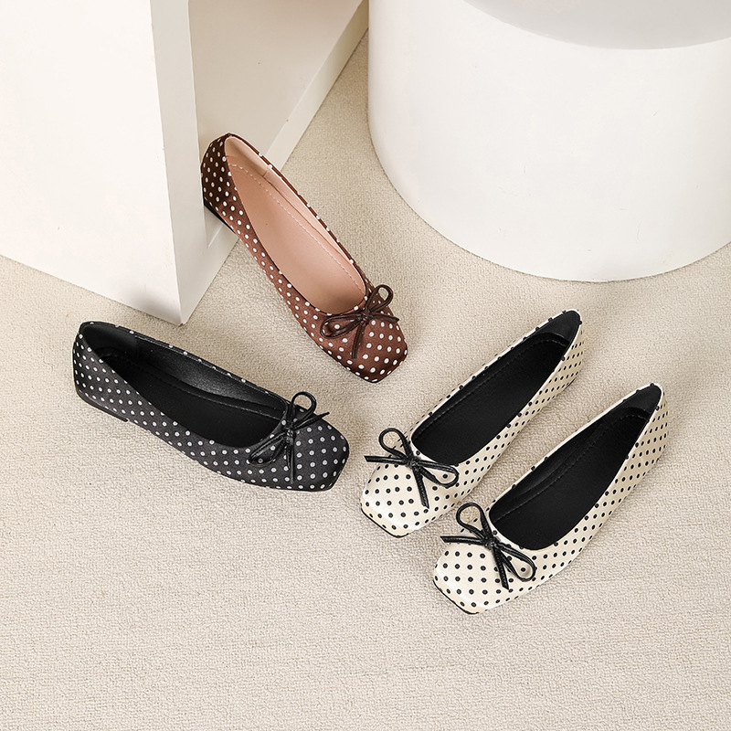 French-Style Polka Dot Bow Mary Jane Shoes for Women, 2026 New Model, Flat Square-Toed Slip-On Ballet Flats French-Style Polka Dot Bow Mary Jane Shoes for Women, 2026 New Model, Flat Square-Toed Slip-On Ballet Flats