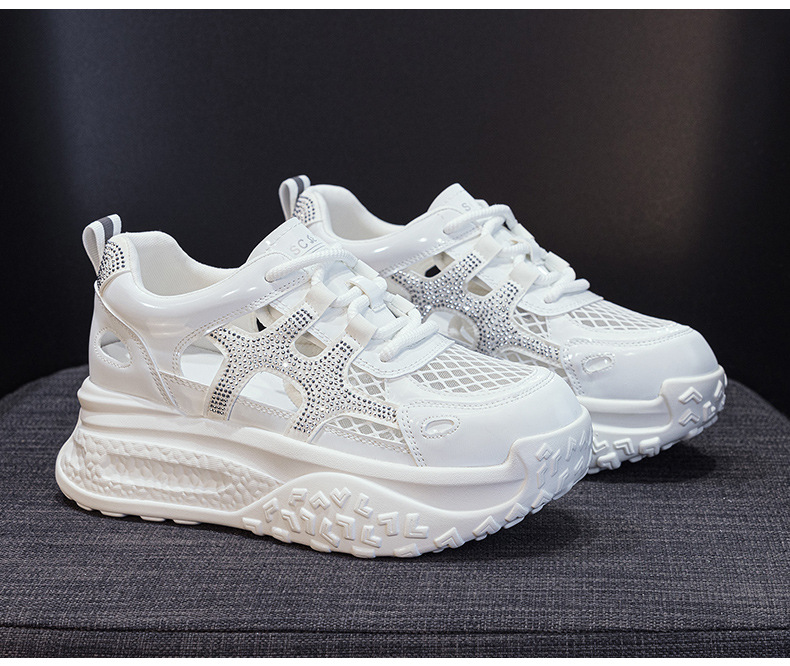 Giày sneaker chunky nữ đế dày mặt lưới thoáng khí phong cách thể thao — M2877 màu be, M2877 màu xanh lam, M2877 Màu tím chi tiết 12
