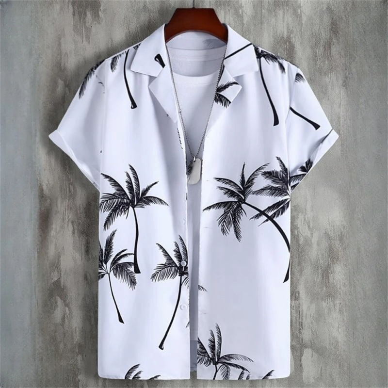 Cross-Border Hot-Selling Men's Short-Sleeved Shirts, 3D Digital Printed Men's Clothing, Street-Style Personality Shirts, Stylish Cardigans