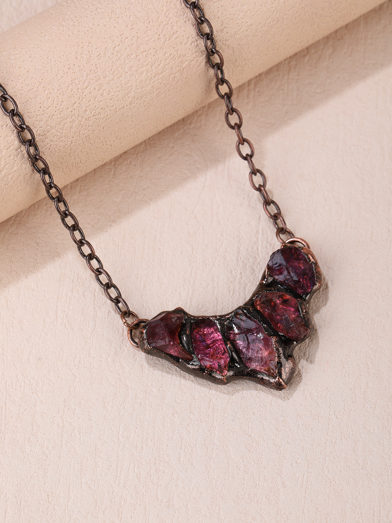 Necklace Classification Wholesale Jewelry Retro Ethnic Style Geometric Copper Crystal Handmade Inlay Necklace Cable Chain
