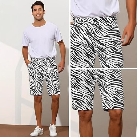 Amazon Aliexpress 2025 Animal Print Men's Regular Fit Summer Golf Casual Shorts Versatile