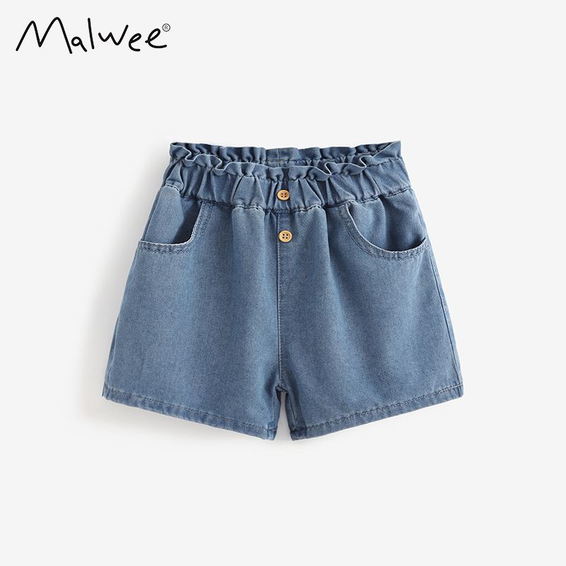 Cross-border malwee jeans de niñas, ropa de verano, nuevos pantalones casuales de cintura elástica, jeans de niñas europeas y americanas