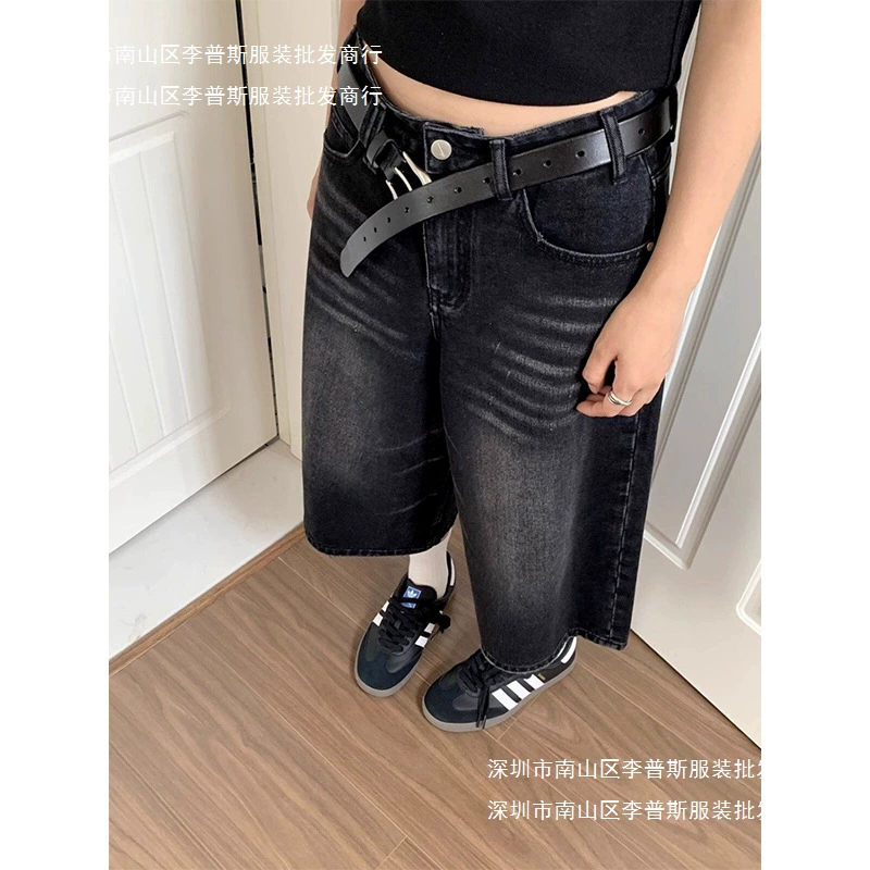 Джинсовая юбка, летние шорты, брюки для отдыха, высокая талия, oversize, облегающий, свободный прямой силуэт