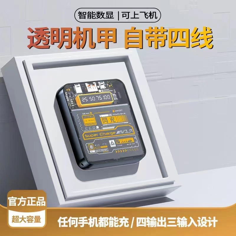 Pequeño tesoro de carga portátil al aire libre de carga rápida transparente mecha viento de gran capacidad con cuatro líneas 10000 mA en stock
