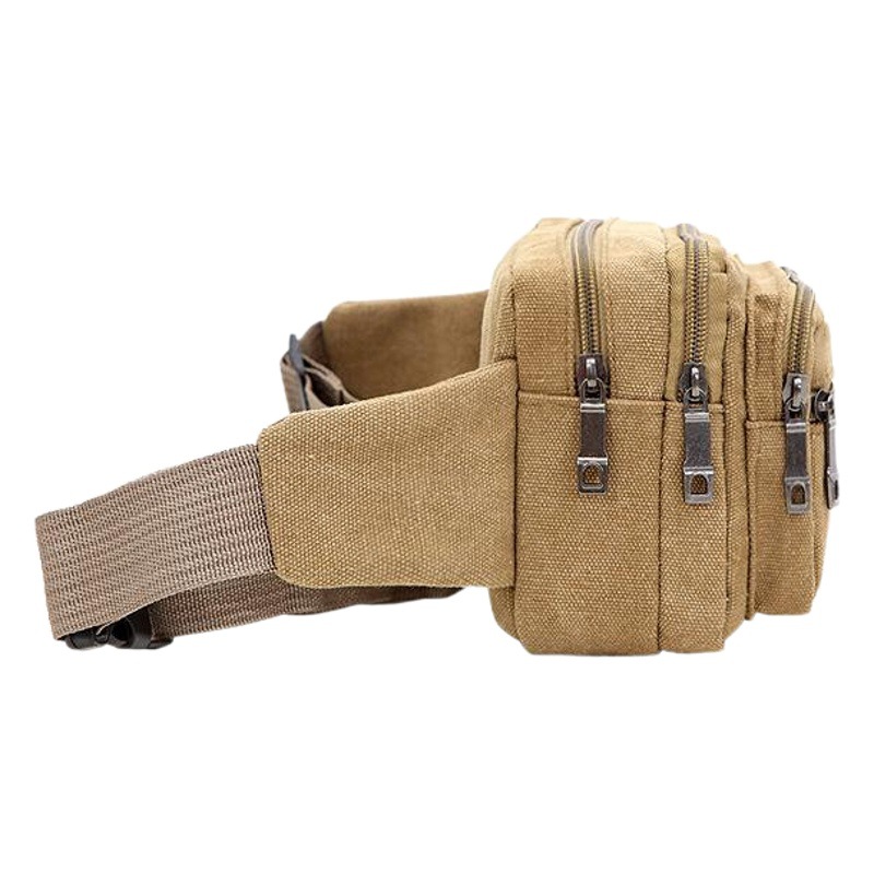 Men's Canvas Waist Bag Manufacturer Wholesale Coin Men's Wear-Resistant Waist Bag Market Stall Supply under Ten Yuan