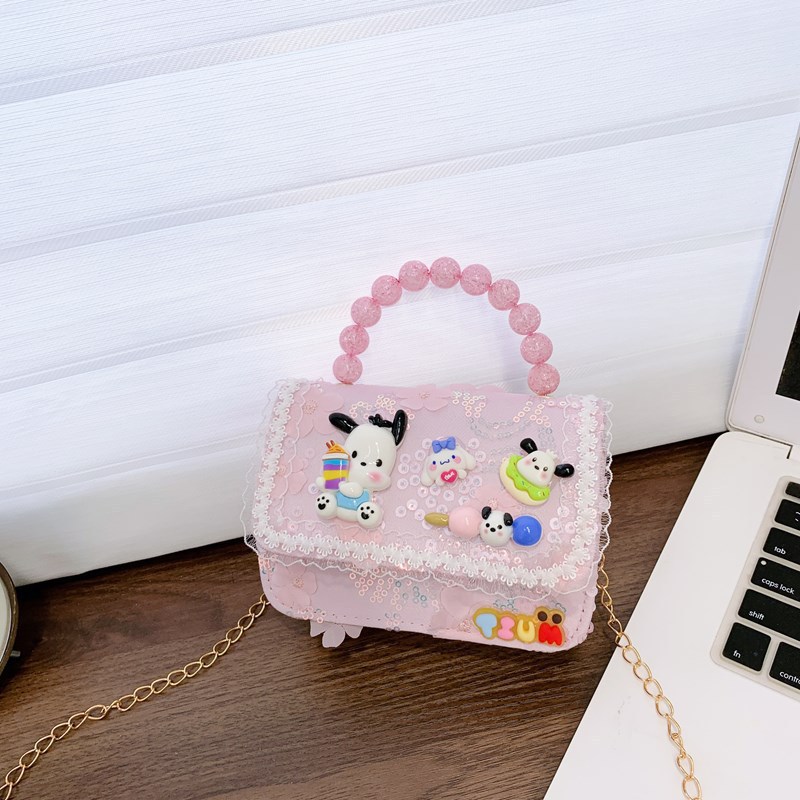Nueva princesa bolso de perla de caricatura de mujer pequeña fragancia de viento de niña bolso de mochila accesorios para niños bolso de cambio de hombro