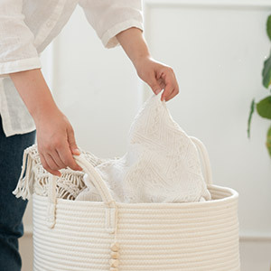 Goodpick White Nursery Basket with Handles