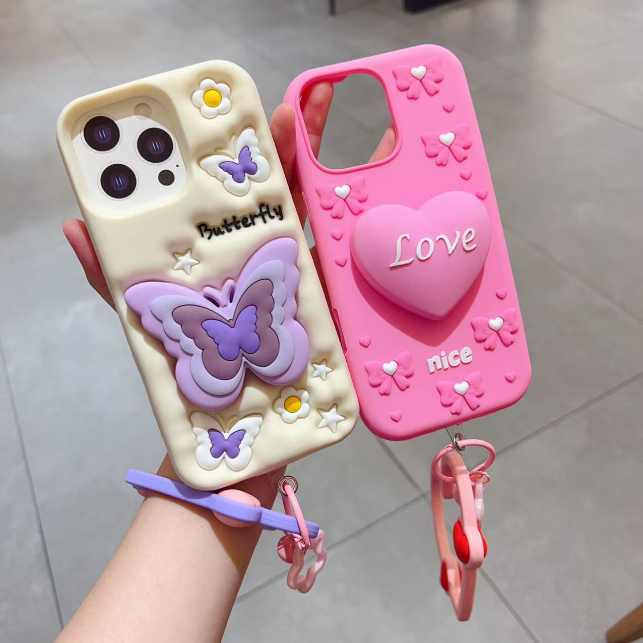 Buca hecha a mano ins viento de alta calidad cuerdas de teléfonos móviles amor pulsera de silicona cuerdas de moda de teléfonos móviles corto / adornos