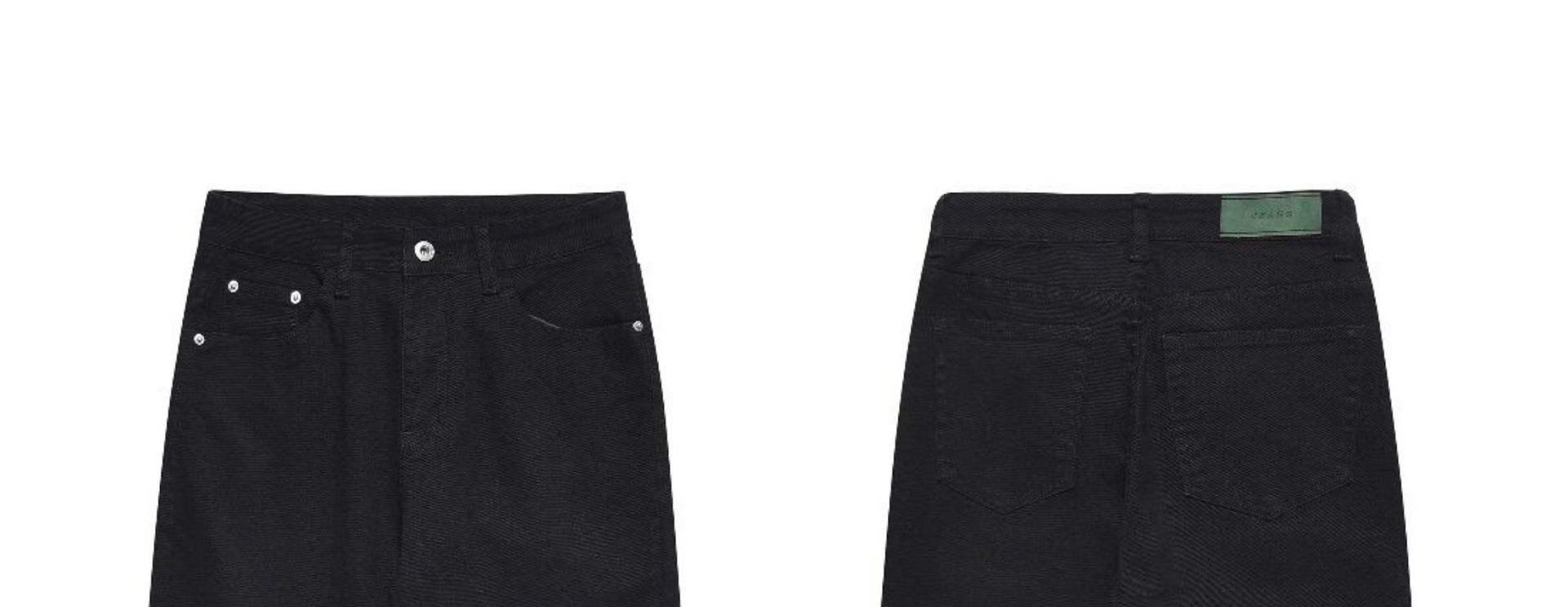 ​​"Unisex Black Flared Jeans – Retro High Street Clean Fit With Stretch (S-XXL, Black & Beige)"​​_mkmklike.com