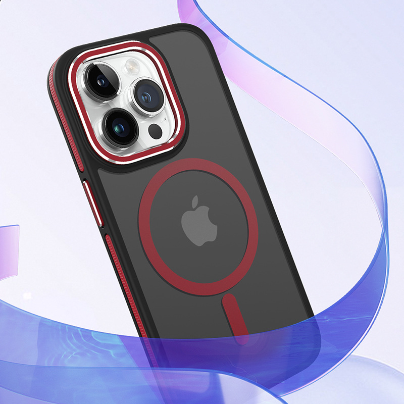 Ốp lưng điện thoại chống sốc viền dày cho iPhone 15 Pro Max, 14, 13, 12, 11 — [Màu đen★Vòng ống kính kim loại từ tính mờ], Màu cam★Vòng ống kính kim loại từ tính mờ], Màu xám★Vòng ống kính kim loại từ tính mờ], 【Màu xanh lam★Vòng ống kính kim loại từ tính mờ] chi tiết 10