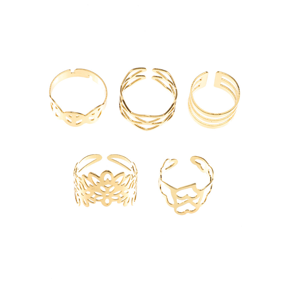 Fashion Geometric Gold Hollow Alloy Rings Set Wholesale display picture 7