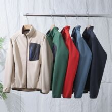 跨境外贸秋季新款拉链半高领抓绒衣保暖摇粒绒时尚外套男运动夹克