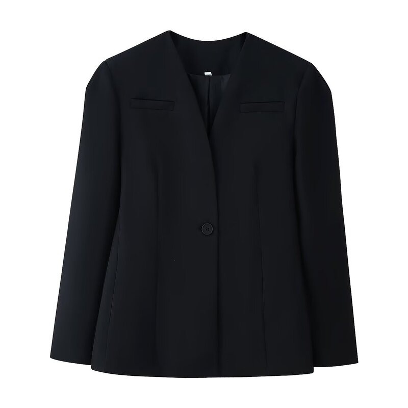 Pb&Za Women's Clothing 2026 Spring New Style European and American Style V-Neck Puff Sleeve One-Button Long-Sleeve Blazer