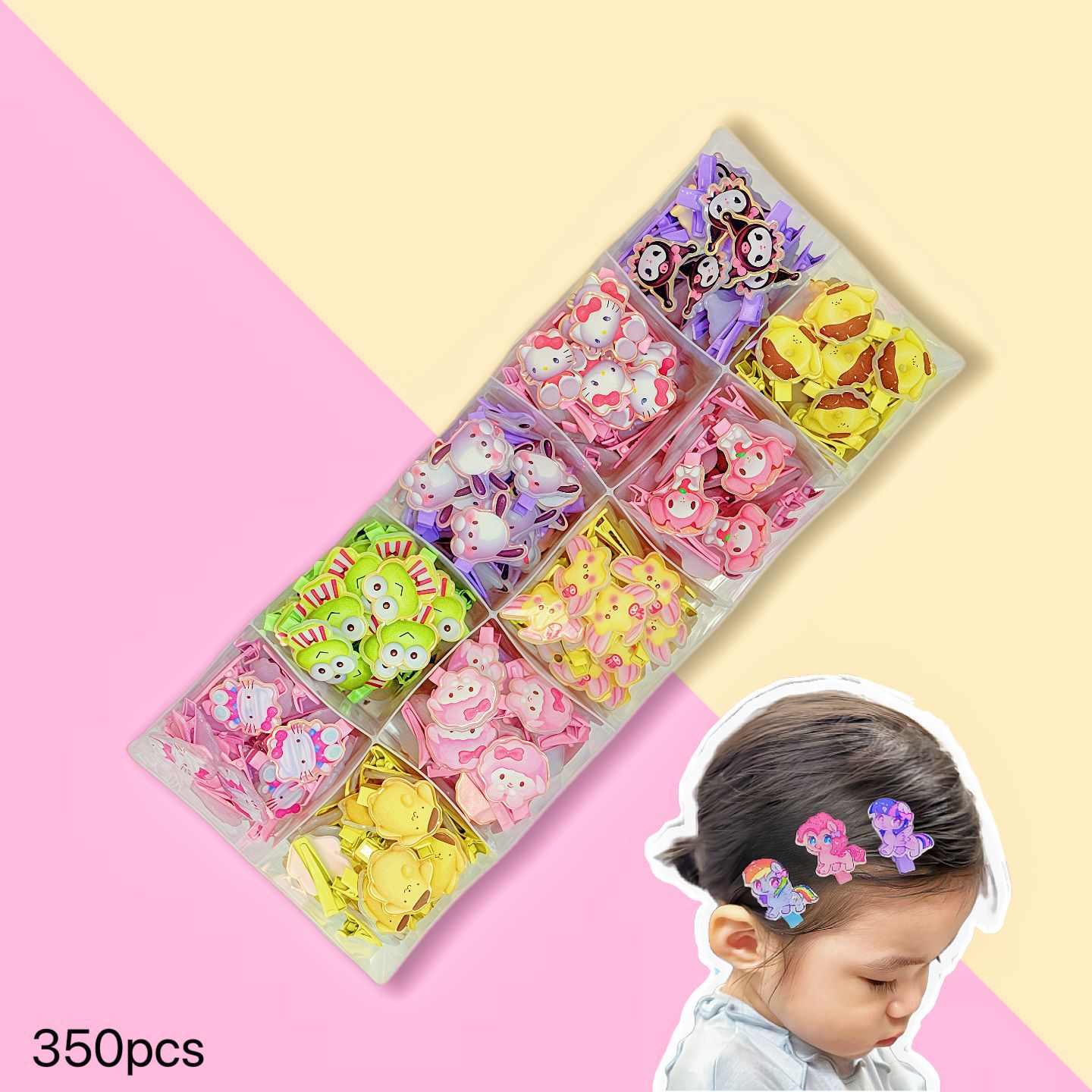 Cross-Border Kt Cat Kuromi Kidsren's One-Word Clip Acrylic Cartoon Student Side Bangs Clip Jewelry Stall Wholesale