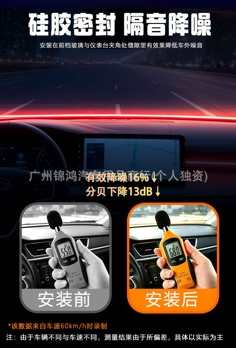 Car USB ambient light, central control panel, dashboard, through-body fantasy light strip, front windshield, direct sales from manufacturer, APP control