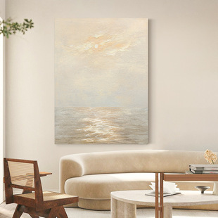 Hand-painted Oil Painting "Gentle Tide" Cream Wind Decorative Painting Living Room Hanging Painting Hallway Vertical Edition Pure Handmade Painting