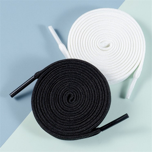 Double-layer laces for men and women, canvas shoes, white and black, flat, trendy and versatile laces.