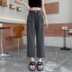 Black Tencel Jeans Women's Summer Thin Cropped Pants High Waist Dipped Loose Straight Cropped Wide Leg Pants