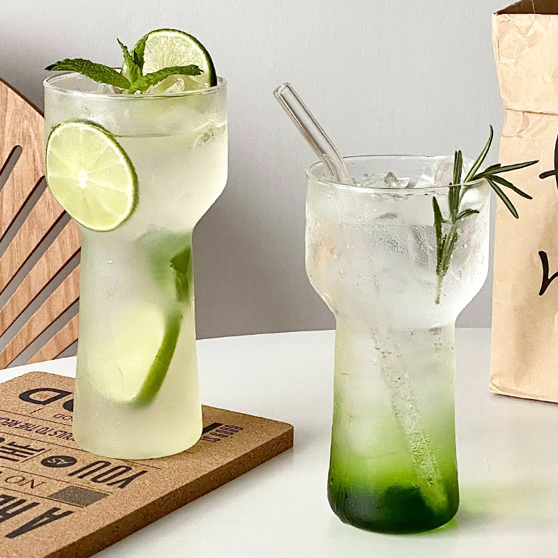 Creative Ins-Style Transparent Torch Cup for Iced Americano, Simple Sparkling Water Glass Cup, Cold Brew Beverage Cup