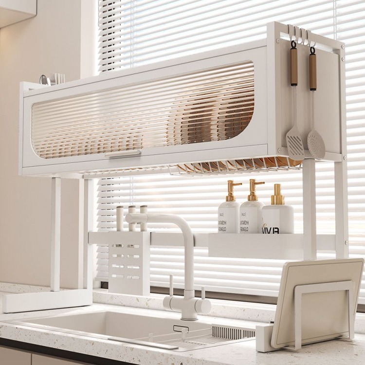 Kitchen Sink Storage Rack Multi-functional Table Top Dishes Storage Rack Sink Drain Rack