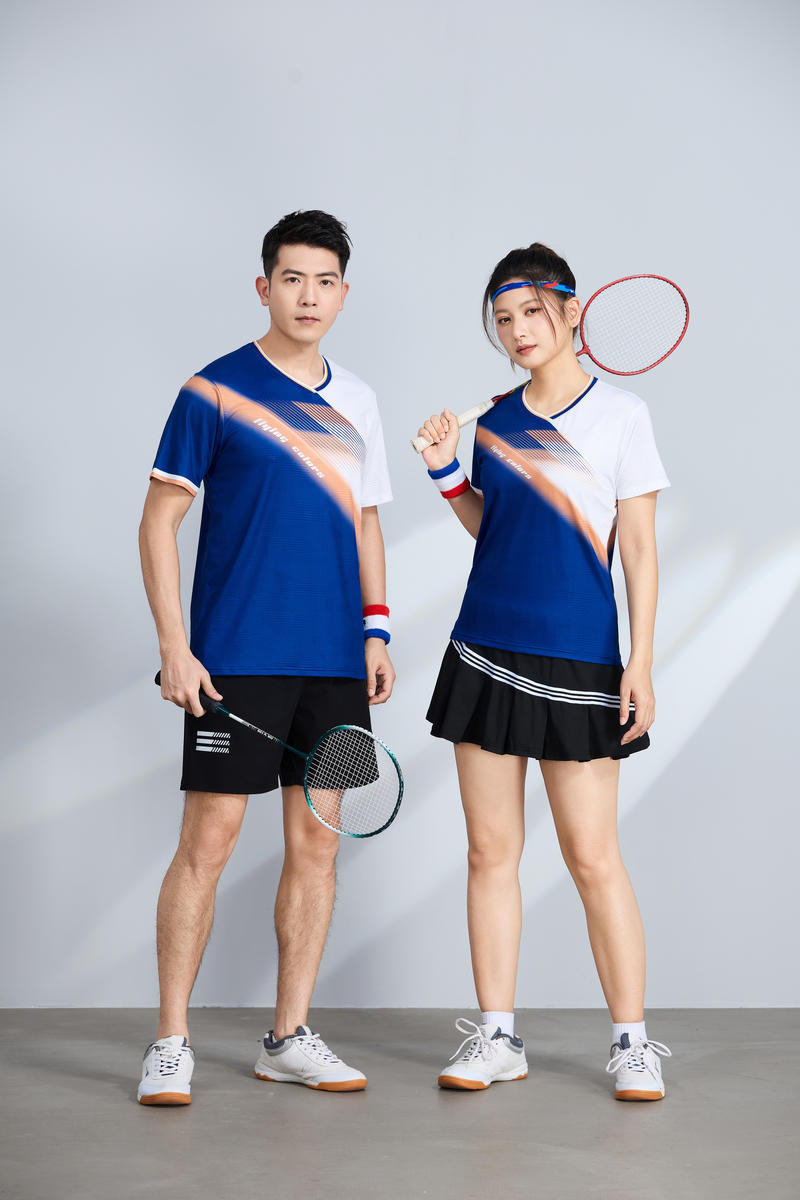 poliamonio rápido secado transpirable bádminton hombre niñas adultos el mismo cuello en V entrenamiento deportivo superior impresión personalizada