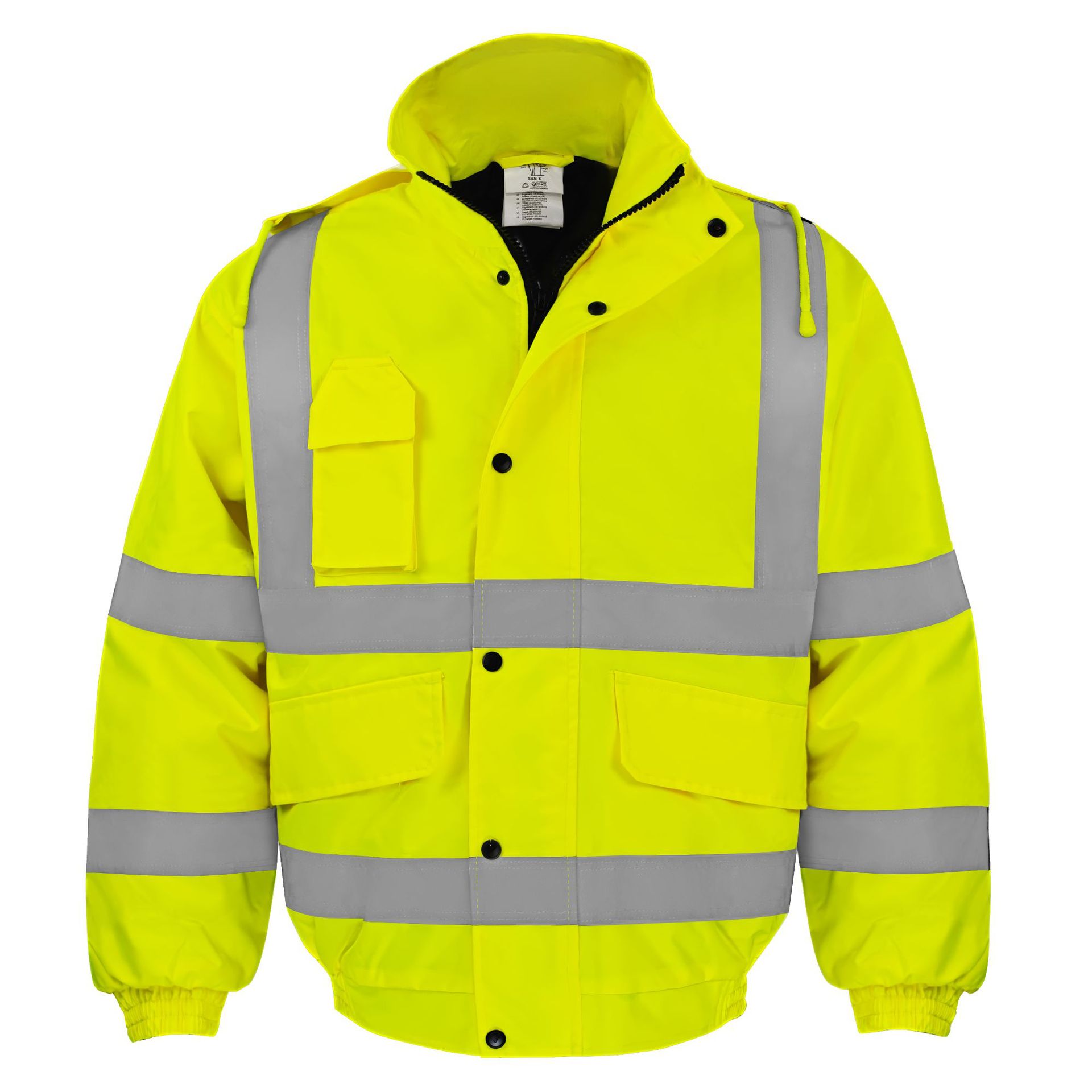 Chaqueta reflectante de invierno con forro de algodón | Impermeable, multibolsillo, 300D Oxford | Alta visibilidad