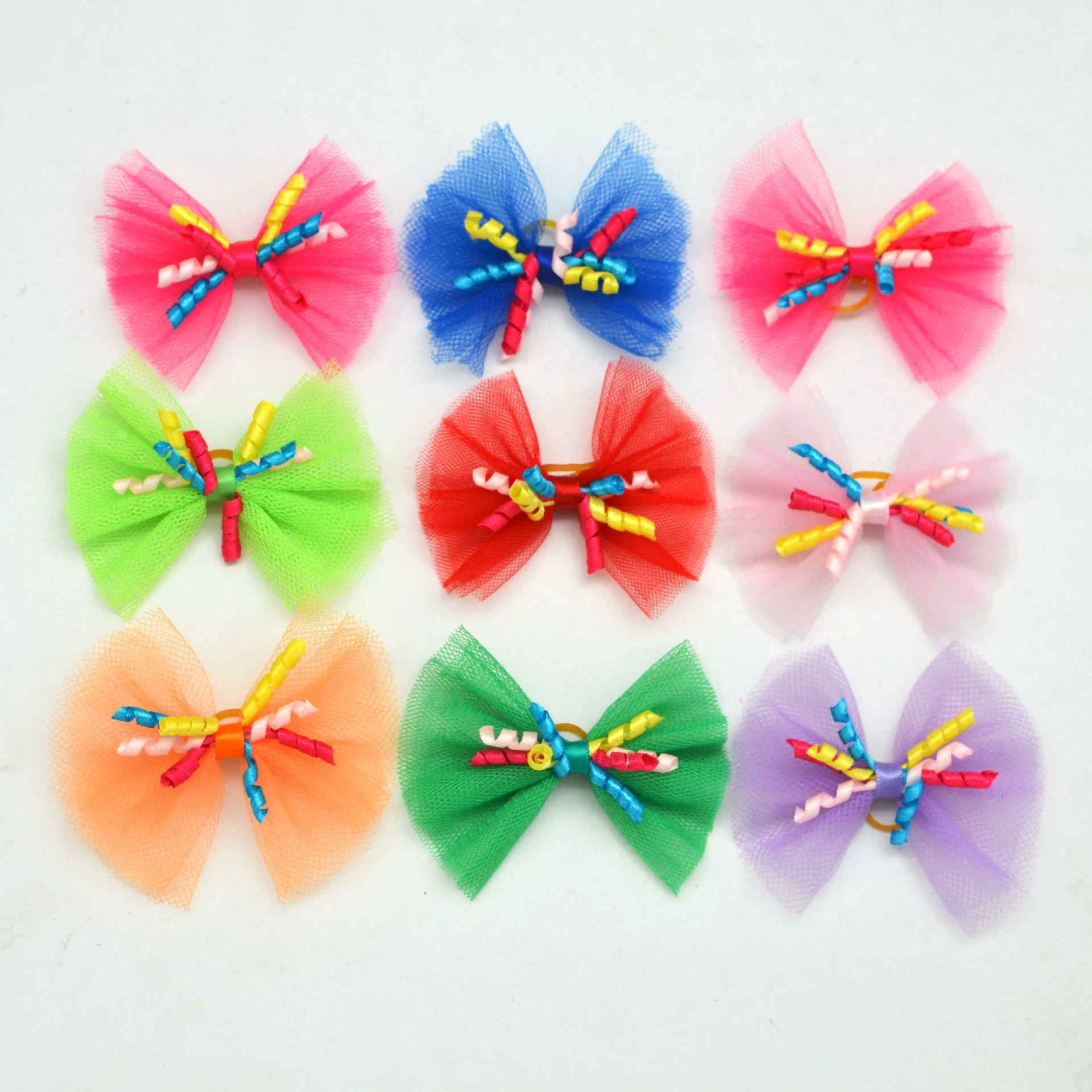 Трансграничные горячие продажи весной и летом домашние животные головные сети пряжи кружевные свернутые банты аксессуары головные уборы кожаные ленты оптом