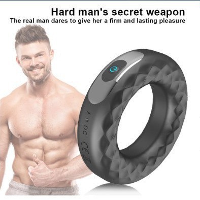 Rechargeable Vibrating Silicone Lock Ring, 10-Frequency Delay Cock Ring with Button Control — detail image 2