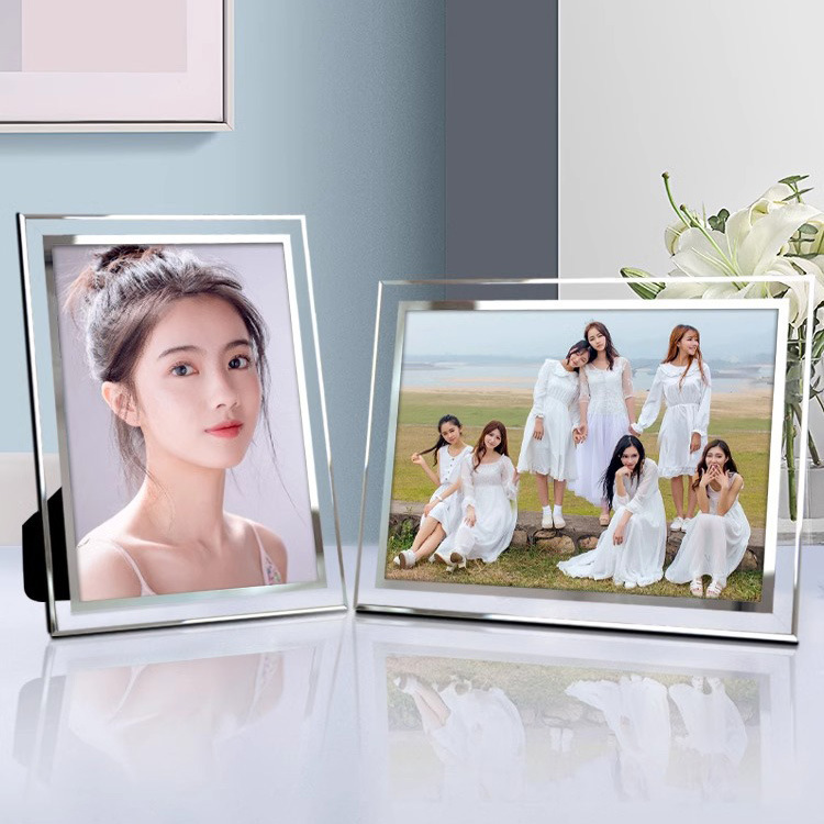 Crystal Glass Photo Frame Transparent Large Size 5inch 7inch Photo Frame 6inch 8inch Tabletop Empty Frame Display Stand Desktop Ornament