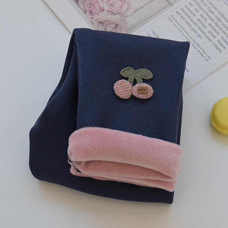 Polainas de las niñas forradas de lana engrosada primavera y otoño desgaste exterior 2022 invierno Nuevo bebé cálido pantalones de algodón pantalones de estilo occidental de los niños