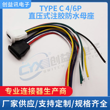 TYPE-C��ˮ�B����Type-c 6p ֱ��ʽע�z��ˮĸ��