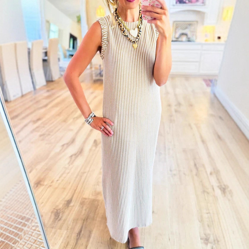 25 European and American Autumn New Striped Sleeveless Dress Elegant Women's Long Dress for Independent Platforms Amazon Aliexpress Cross-Border 25 European and American Autumn New Striped Sleeveless Dress Elegant Women's Long Dress for Independent Platforms Amazon Aliexpress Cross-Border
