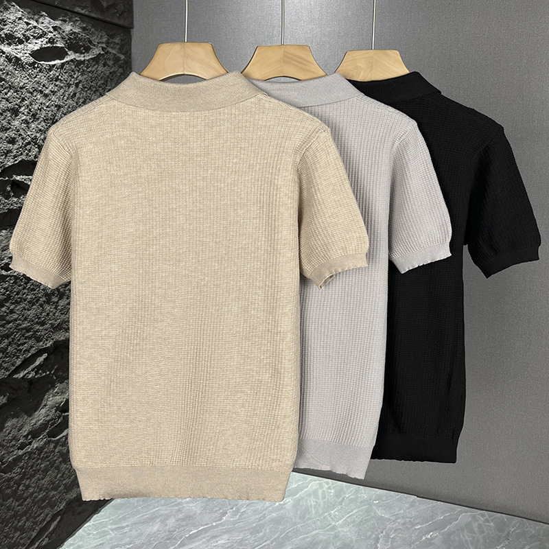 Camisas de polo de manga corta camiseta de hombre cuello V viejo dinero viento helado verano fábrica transfronteriza mayorista viejo dinero viento camiseta de polo hombre