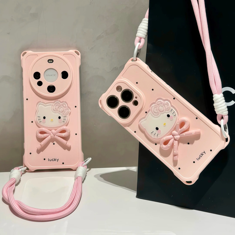 适用iPhone16ProMax手机壳粉波点立体kt猫华为oppo小米vivo苹果套|undefined