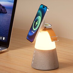 磁気ワイヤレス充電 Bluetooth スピーカー ナイトライト スリーインワン携帯電話時計デュアルデバイス高速充電ステレオサウンド + ソフトライト