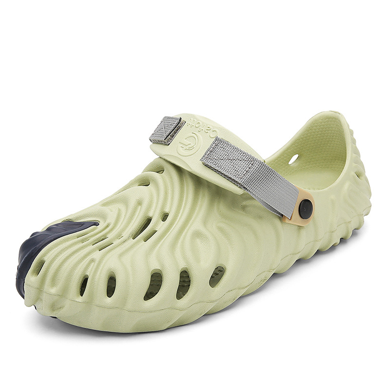 Huella digital agujero zapatos personalidad hombres 2023 verano casual al aire libre antideslizante plataforma sandalias pareja playa cerrada dedo del pie zapatillas