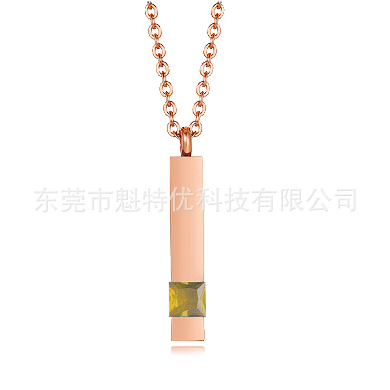 Coreano simple diamante perfume colgante ataúd cinerario Collar cinerario de piedra conmemorativa geométrica elegante de acero de titanio