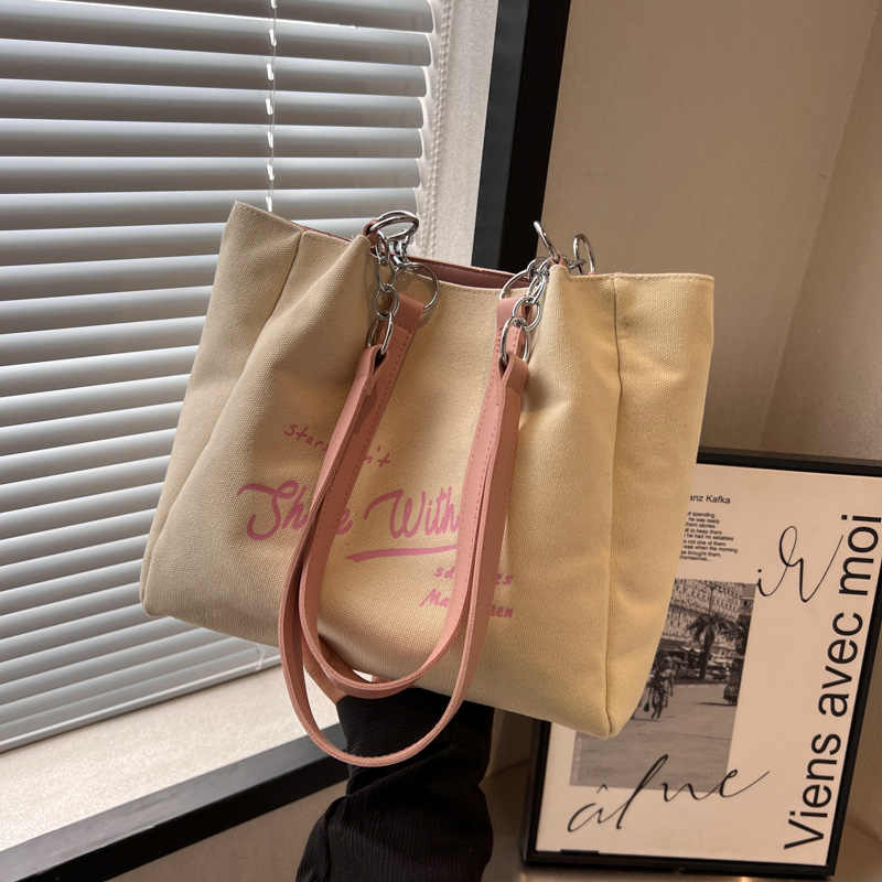 03 Nei Canvas Meedercher Kette Advanced Sense Trend Portable Tote Bag Pendelen Einfach a grouss Kapazitéit_voghion.com