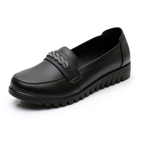 New style mother's shoes, genuine leather soft sole single shoes, comfortable flat soles, middle-aged and elderly women's shoes, middle-aged and elderly work leather shoes