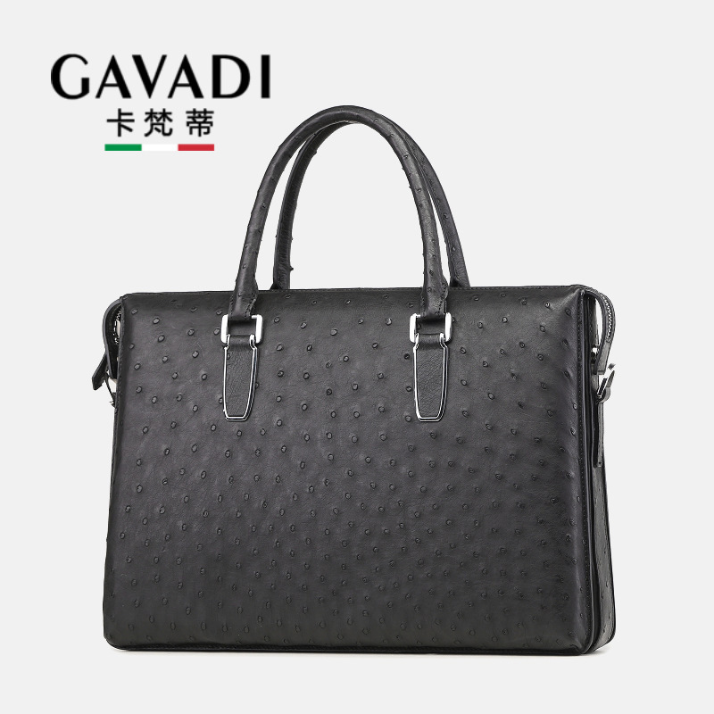 Ostrich Leather Men's Bag Genuine Leather Handbag Men's Bag Shoulder Crossbody Bag Business Briefcase Computer Bag