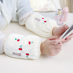 新款韓版櫻桃袖套秋冬季長款女護袖玉兔絨可愛手袖頭兒童學生套袖