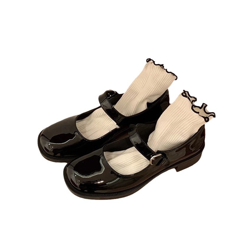 Suzanne, el mismo nuevo estilo de primavera japonés, zapatos de talón grueso, zapatos de una sola mujer, zapatos de cuero Lefour.