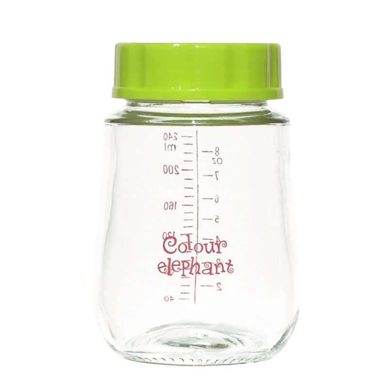 Little Elephant Colorful Wide-Caliber Glass Milk Storage Bottle 60/240ml Mummy Fresh-Keeping Milk Storage Baby Breast Milk Storage Bottle
