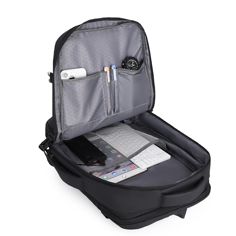Transfronterizo nueva mochila de hombro expandible de gran capacidad bolsa de computadora mochila de negocios de hombre bolsa de viaje viaje negro