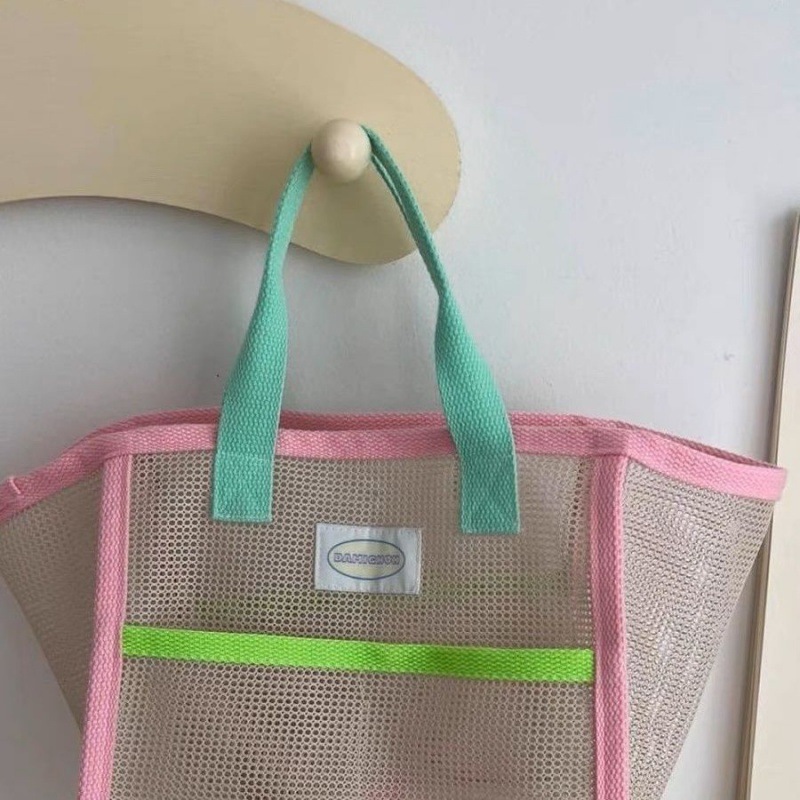 Ins K-Style Small Fresh Satchel Mesh Beach Bag Leaking Bath Bag Bath Pocket Large Capacity Travel Swimming Delivery